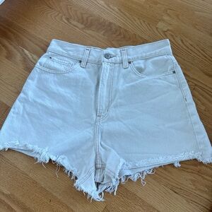 BDG Cream Frayed Jean Shorts
